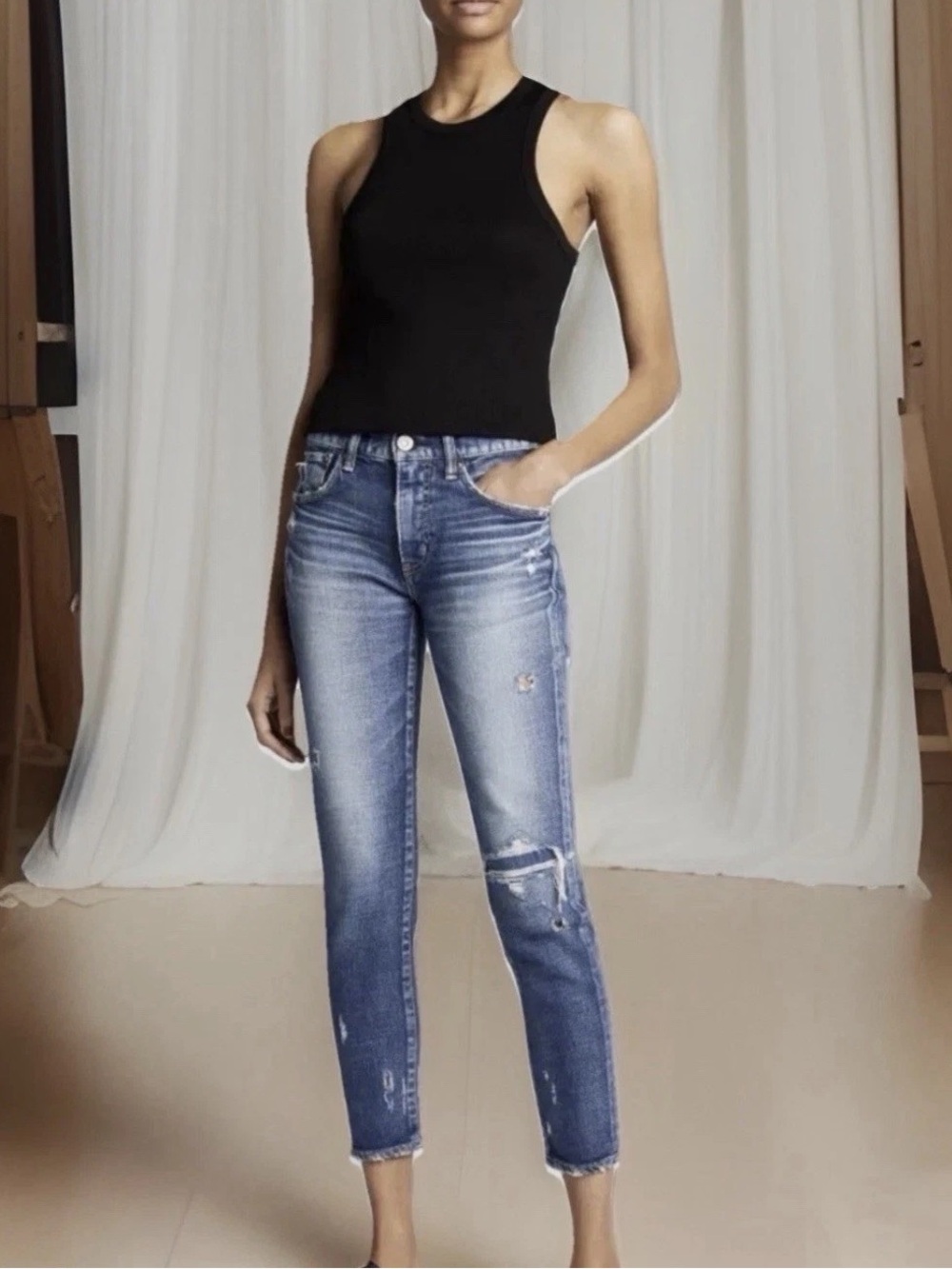 MOUSSY VINTAGE Jeans Womens Size 28 Dark Wash Lenwood Ankle Distressed Skinny
